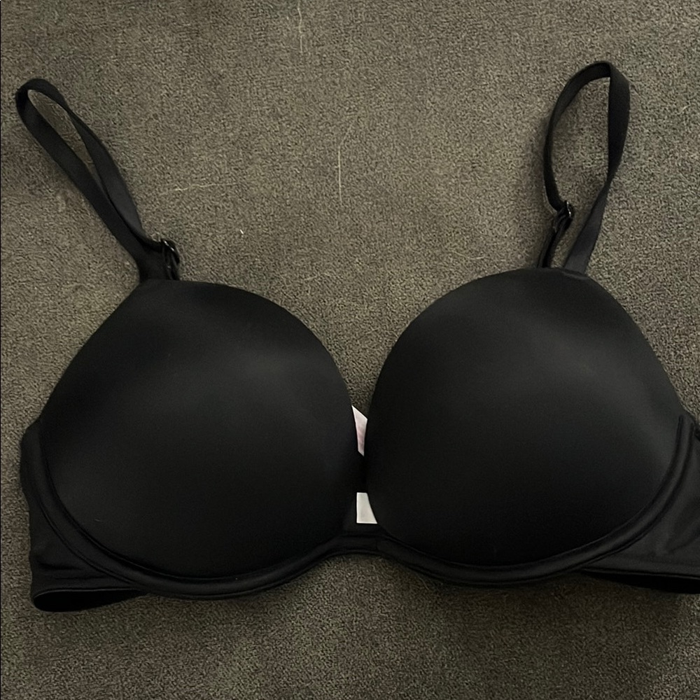 PINK Victoria's Secret Black Plunge Bra with Adjustable Straps